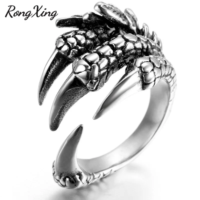 RongXing Hyperbole Dragon Claws Opening Rings For Men Stainless Steel Punk Male Adjustable Finger Ring Animal Jewelry Gifts
RongXing Hyperbole Dragon Claws Opening Rings For Men Stainless Steel Punk Male Adjustable Finger Ring Animal Jewelry Gifts