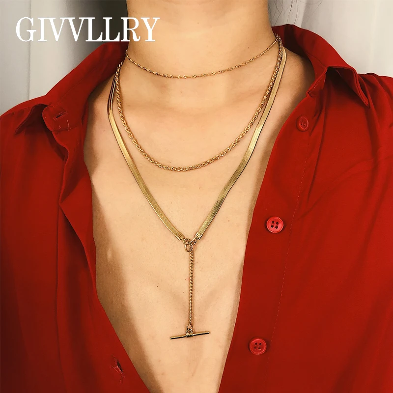 GIVVLLRY Triple 3 Layered Chain Necklace for Women Elegant Gold Silver Geometric Chain Long Bar Pendant Necklace Fashion Jewelry
GIVVLLRY Triple 3 Layered Chain Necklace for Women Elegant Gold Silver Geometric Chain Long Bar Pendant Necklace Fashion Jewelry
