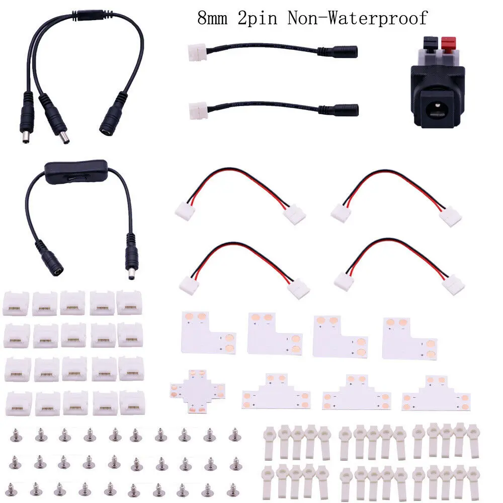 Single Colour LED Strip Connector Cable PCB Clip Accessories Kits for SMD 3528/5050 Lights 8mm 2pin non-waterproof Accessories
Single Colour LED Strip Connector Cable PCB Clip Accessories Kits for SMD 3528/5050 Lights 8mm 2pin non-waterproof Accessories