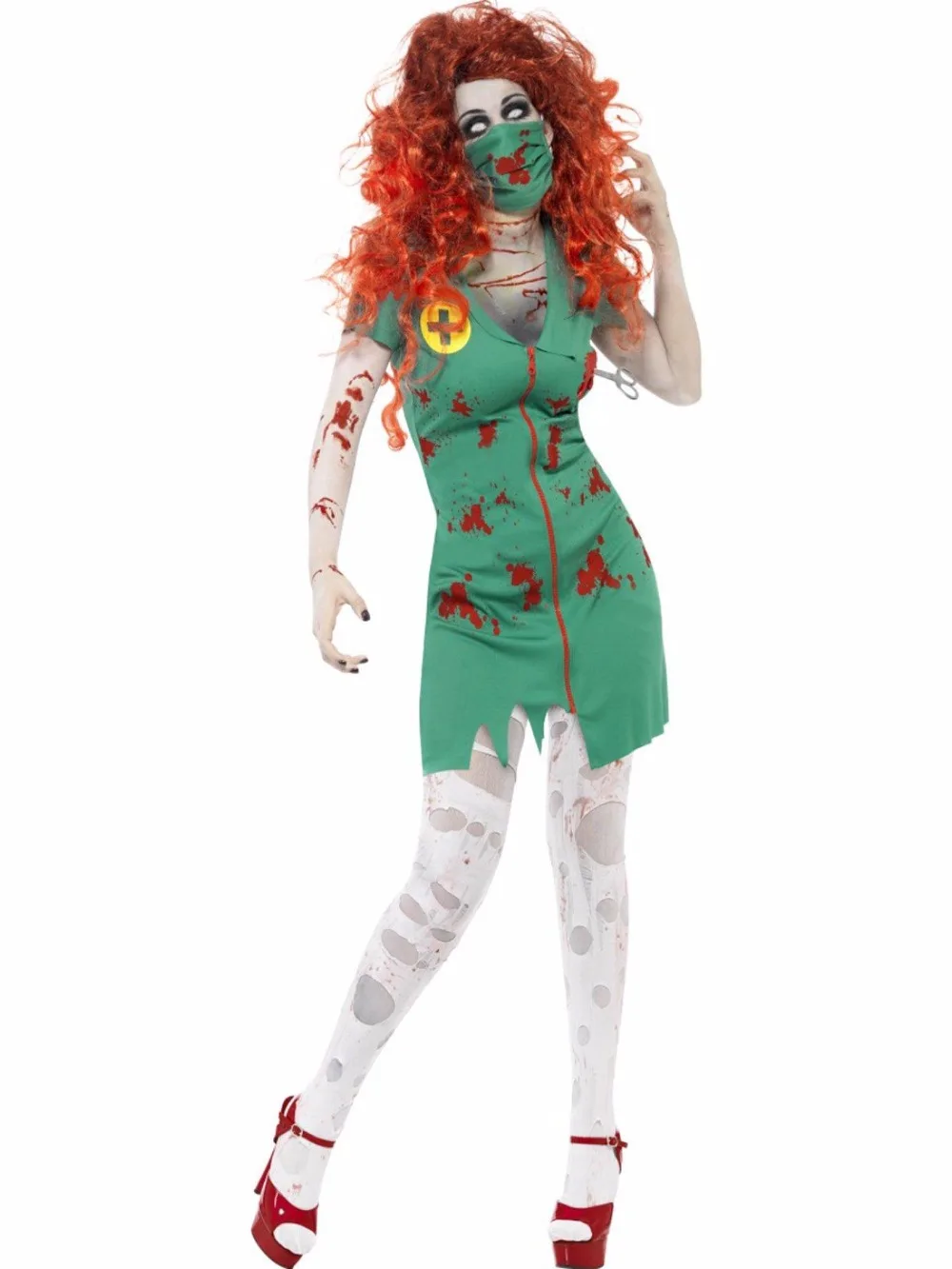 Halloween Blood Terror Zombie Nurse Costumes Sexy Green Walking Dead Cosplay Dress+Mouth-muffle
Halloween Blood Terror Zombie Nurse Costumes Sexy Green Walking Dead Cosplay Dress+Mouth-muffle