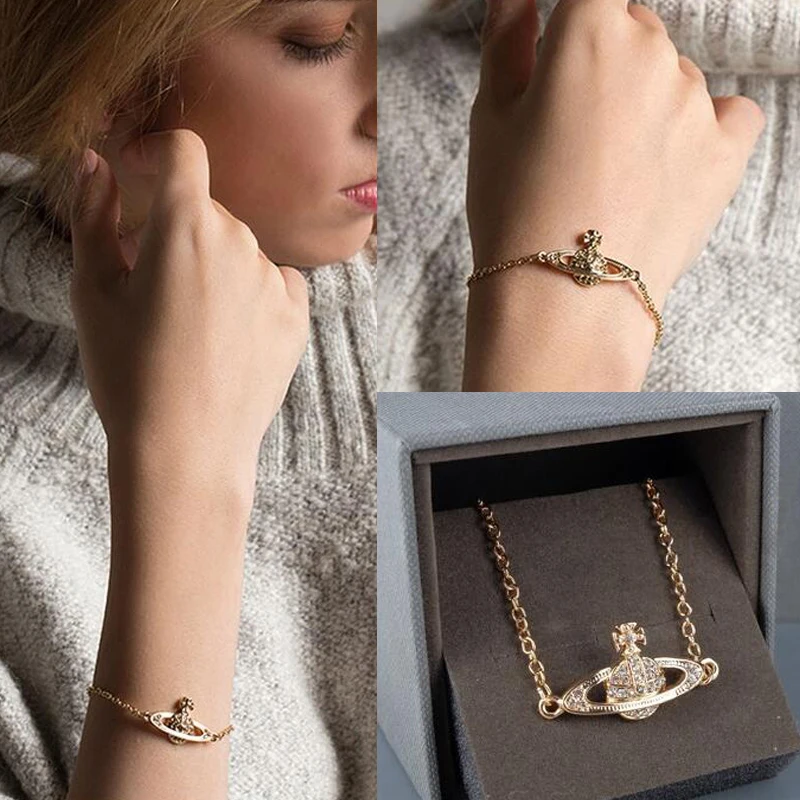 XIAOJINGLING 7" 18cm Gold Silver Rose Gold Crystal Rhinestone Saturn Charm Bracelet Bangle Wristband Women Girl's Jewelry Gifts
XIAOJINGLING 7" 18cm Gold Silver Rose Gold Crystal Rhinestone Saturn Charm Bracelet Bangle Wristband Women Girl's Jewelry Gifts