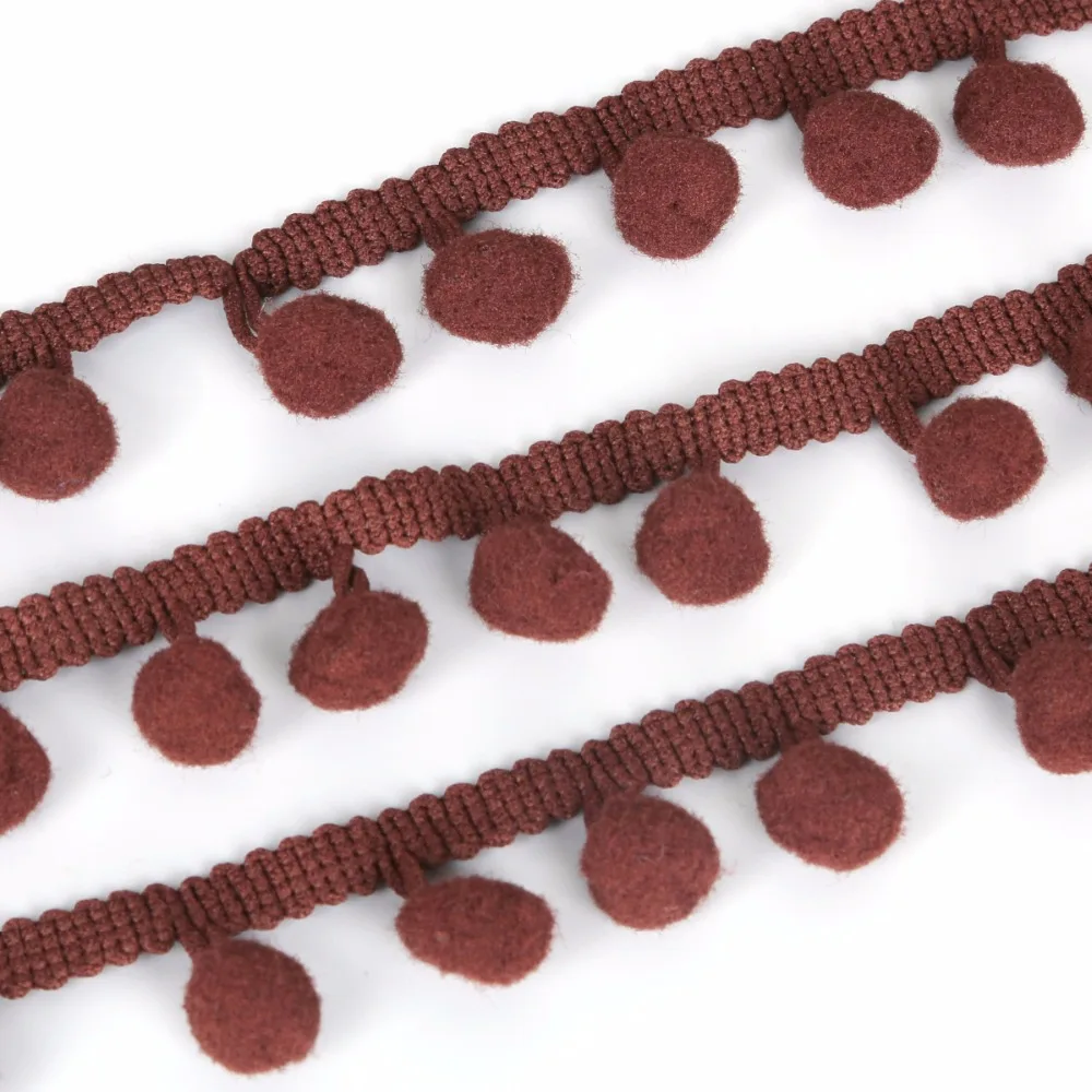 Description Picture 3 of itemDark Brown 5Yards/Lot Pompom Trim Pom Pom Lace Decoration Tassel Ball Fringe Ribbon Apparel Sewing Accessories 10-20mm