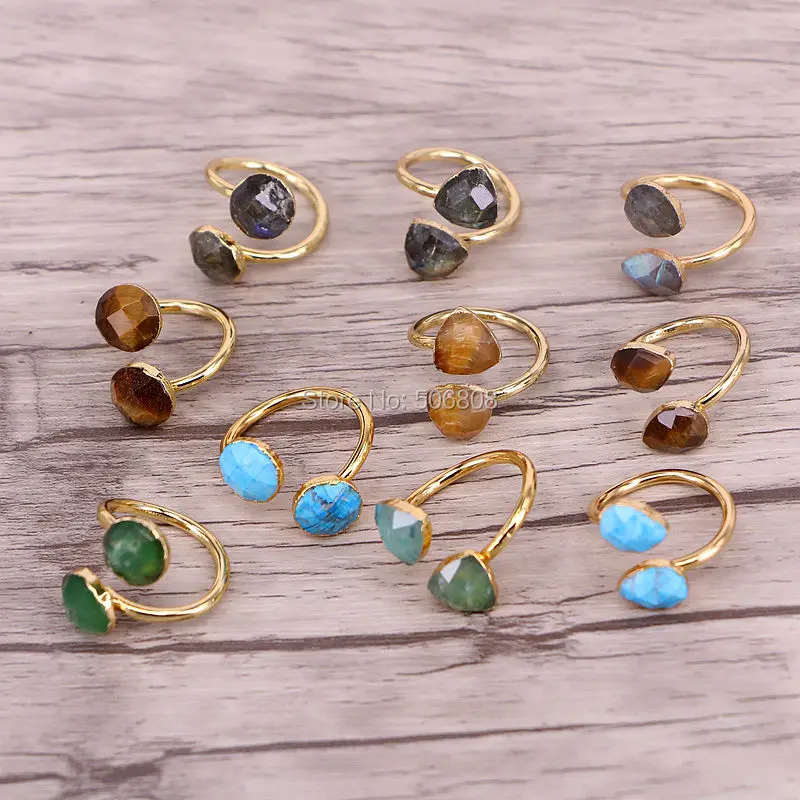 10PCS ZYZ159-0623 Natural Stone Ring, Gold Adjustable Ring, Round Drop Triangle Mix Color Stone Ring, Charm Ring Jewelry
10PCS ZYZ159-0623 Natural Stone Ring, Gold Adjustable Ring, Round Drop Triangle Mix Color Stone Ring, Charm Ring Jewelry