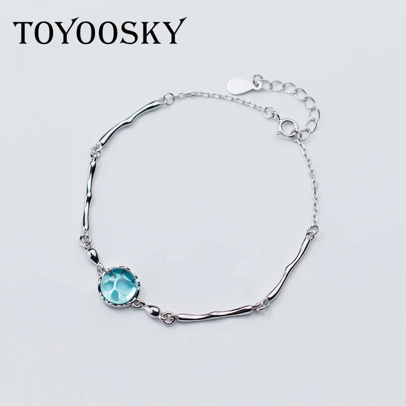 925 Sterling Silver Bracelet Small Fresh Blue Crystal Bracelet Temperament Synthesis Crystal Charm Jewelry Pulseras Mujer
925 Sterling Silver Bracelet Small Fresh Blue Crystal Bracelet Temperament Synthesis Crystal Charm Jewelry Pulseras Mujer