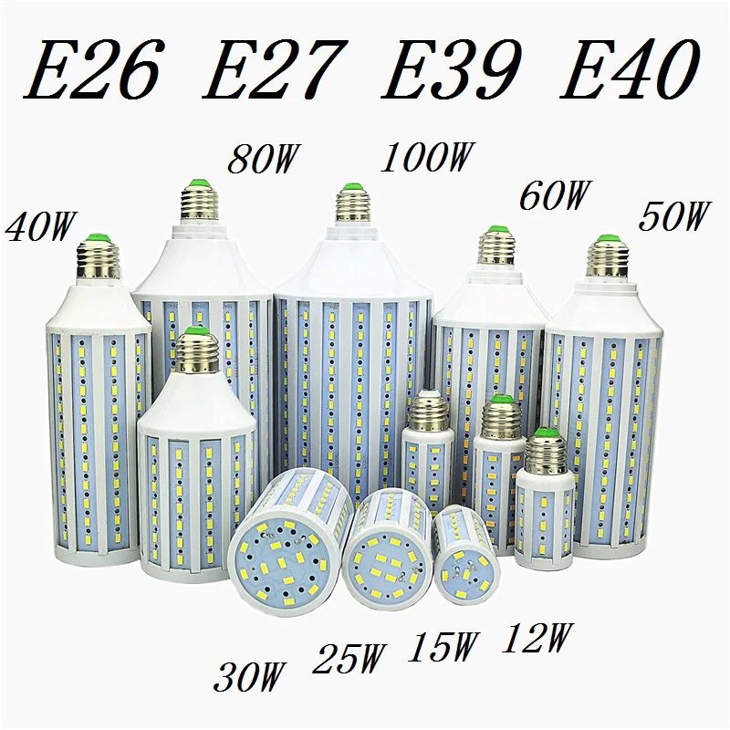 

LED Bulb Lamp E27 E26 E39 E40 5730 Corn Spot Light 12W 15W 25W 30W 40W 50W 60W 80W 100W Lampada 110V 220V Cold Warm White Lights