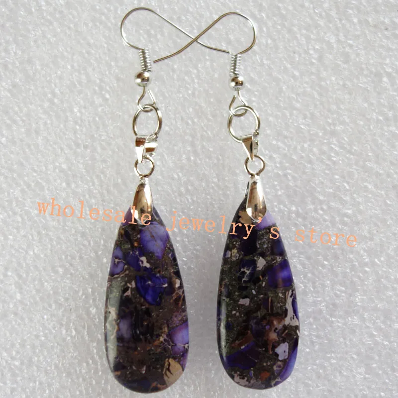 Yuteng A Pair of 32x20x6mm Dark Orchid Sea Sediment Stone & Pyrite Teardrop Dangle Drop Earrings LH25
Yuteng A Pair of 32x20x6mm Dark Orchid Sea Sediment Stone & Pyrite Teardrop Dangle Drop Earrings LH25
