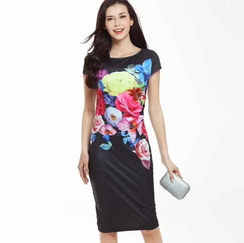 Womens Elegant Printing Evening Casual Party Bodycon Dress Short-sleeved Round Neck Medium Length Pencil Dresses Black Green
Womens Elegant Printing Evening Casual Party Bodycon Dress Short-sleeved Round Neck Medium Length Pencil Dresses Black Green