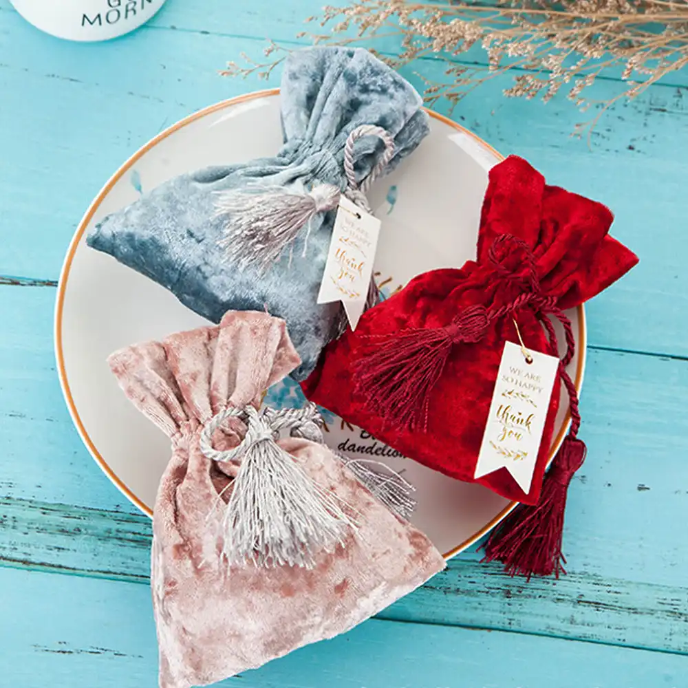 11x14cm red velvet bags drawstring gift bags for wedding gift