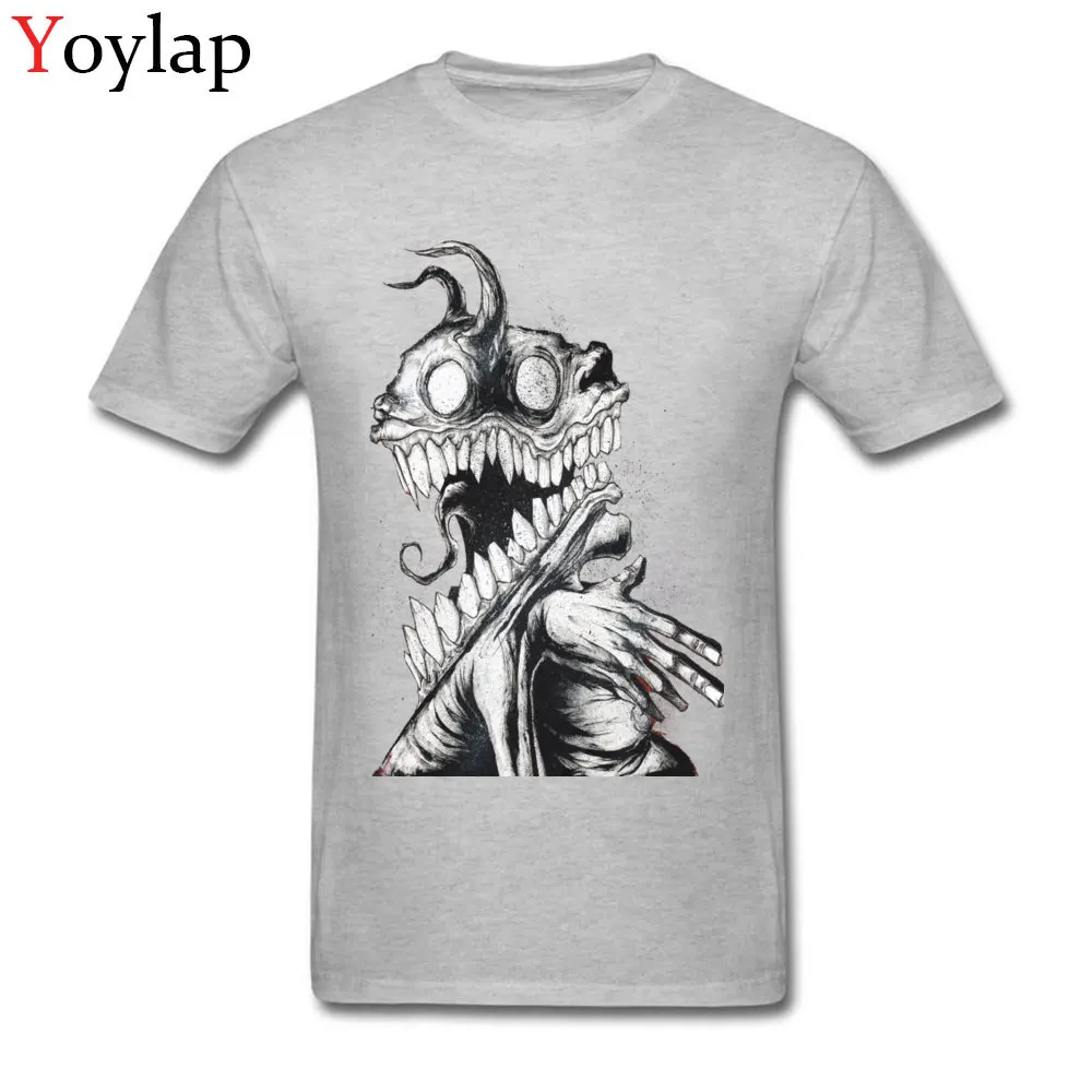 Classic Printed Tops Tees O-Neck Summer Autumn 100% Cotton Short Sleeve T Shirt for Men Devils Backbone Funny Tee Shirt grey