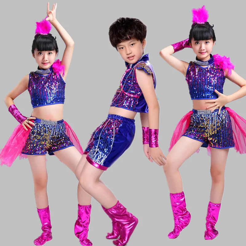Фото Kids Boy or Girl Dance Jazz Costume New Style Sequin Hip Hop Wear Children Competitions Performance Stage Skirt | Тематическая