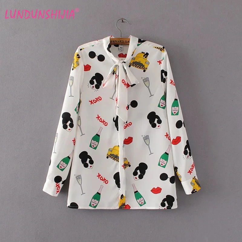 LUNDUNSHIJIA Blusas Femininas 2017 Autumn Shirt Women Tops Fashion Female Elegant Bow Tie Cartoon Printed Blouse Women Clothing
LUNDUNSHIJIA Blusas Femininas 2017 Autumn Shirt Women Tops Fashion Female Elegant Bow Tie Cartoon Printed Blouse Women Clothing