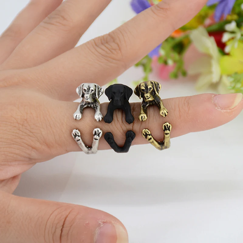 Vintage Retro 3D Labrador Retriever Puppy Animal Wrap Ring 1 Vintage Retro 3D Labrador Retriever Puppy Animal Wrap Ring 1