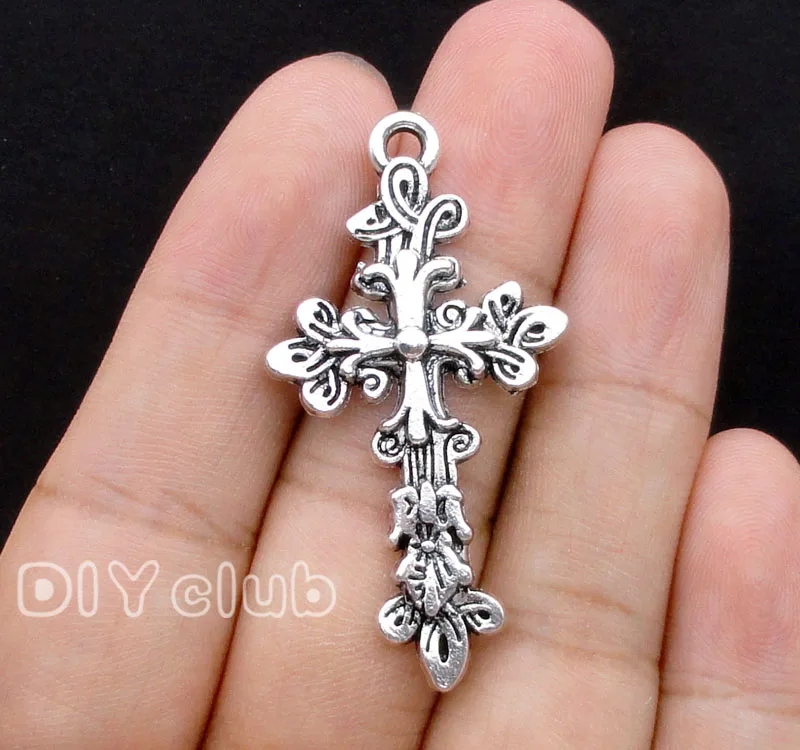30pcs-антикварные серебряные подвески крест 47x25 мм | Украшения и аксессуары