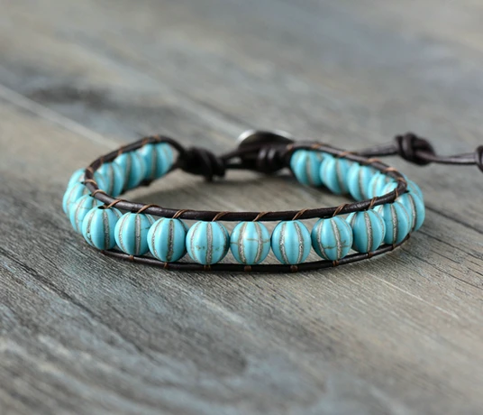 Unique Pumpkin Shape Stone Single Leather Wrap Bracelets Wholesale Handmade Bohemian Weaving Bracelet Dropshipping
Unique Pumpkin Shape Stone Single Leather Wrap Bracelets Wholesale Handmade Bohemian Weaving Bracelet Dropshipping