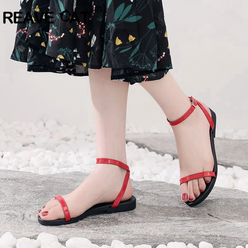 REAVE CAT 2019 New Summer Flat Sandals Sexy PU Leather Ankle Strap Woman Roman Outdoor Open Toe Shoes Large Size 34-43 Black
REAVE CAT 2019 New Summer Flat Sandals Sexy PU Leather Ankle Strap Woman Roman Outdoor Open Toe Shoes Large Size 34-43 Black