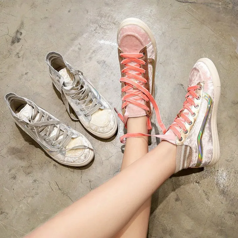 2019 Spring New High-Up Women Canvas Shoes Pleuche Korean Version of Ulzzang Girls Pink Sneakers Silver Shoes Lace Up 35-39
2019 Spring New High-Up Women Canvas Shoes Pleuche Korean Version of Ulzzang Girls Pink Sneakers Silver Shoes Lace Up 35-39