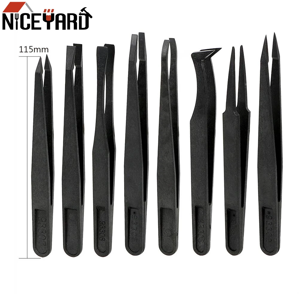 NICEYARD 1 Piece Anti Static Plastic ESD Tweezers Black Curved Straight Elbow Round Tip Precision Hand Tool
NICEYARD 1 Piece Anti Static Plastic ESD Tweezers Black Curved Straight Elbow Round Tip Precision Hand Tool