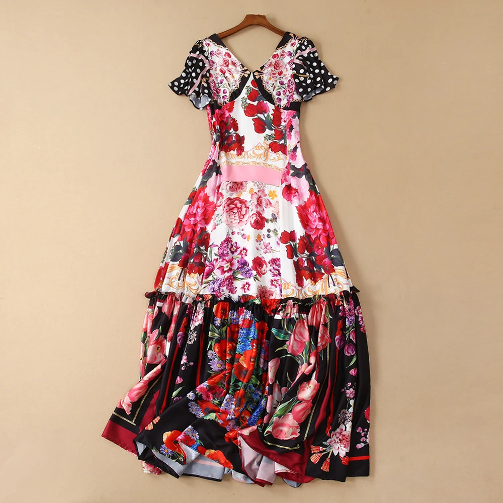 Red RoosaRosee Runway Summer Women Long Maxi Sexy V Neck Short Sleeve Flower Print Elegant Party Dress Robe New Vestidos Dresses
Red RoosaRosee Runway Summer Women Long Maxi Sexy V Neck Short Sleeve Flower Print Elegant Party Dress Robe New Vestidos Dresses