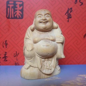 Natural boxwood, wood carving, cloth bag smile Buddha, decorative arts and crafts
Natural boxwood, wood carving, cloth bag smile Buddha, decorative arts and crafts