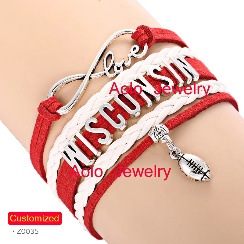 WISCONSIN Football Infinity Bracelet RED/WHITE Make Your Own Design Free Shipping
WISCONSIN Football Infinity Bracelet RED/WHITE Make Your Own Design Free Shipping