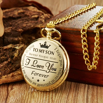 Vintage Quartz Pocket Watch To My Son Best Gift from Parent To Son Necklace Pendant Fob Clock Chain Love You Son Present
Vintage Quartz Pocket Watch To My Son Best Gift from Parent To Son Necklace Pendant Fob Clock Chain Love You Son Present
