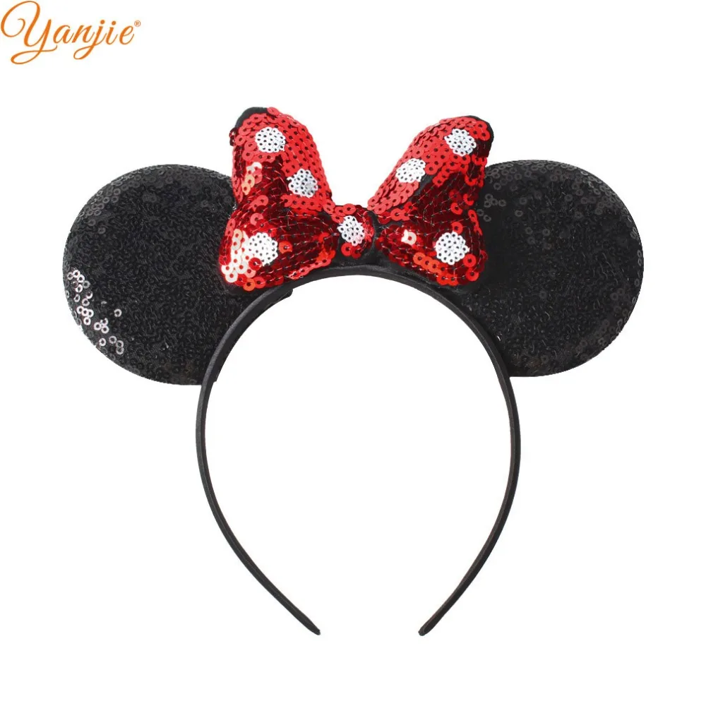 Classic Dots Sequin Bow Headbands For Girls Party Hair Accessories Women Mouse Ears Band Kids Sequins Headband | Аксессуары для