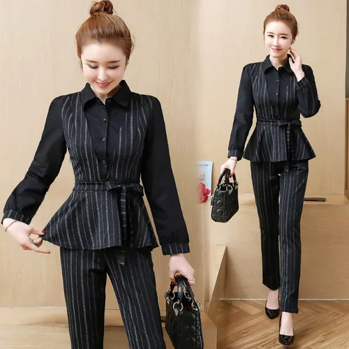 Striped Stitching Stylish Woman Suit Two Piece Set Trendy Year-old Female Costume Conjunto Feminino Ensemble Femme Survetement
Striped Stitching Stylish Woman Suit Two Piece Set Trendy Year-old Female Costume Conjunto Feminino Ensemble Femme Survetement