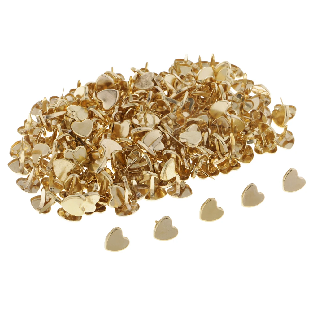 200Pieces Paper Fasteners Split Pins Scrapbooking Brads Heart Metal Brads 200Pieces Paper Fasteners Split Pins Scrapbooking Brads Heart Metal Brads