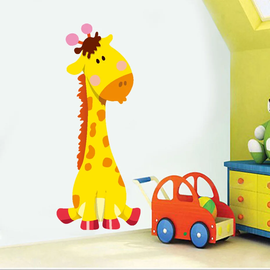 Cartoon Cute Animal Lion Giraffe Hippo Wall Art Decal For Kids Nursery Bedroom Vinyl Wall Sticker Removable Wallpaper Home Decor (4)