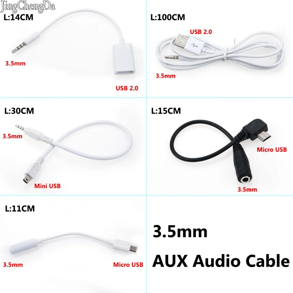 JCD 3.5mm AUX Audio Plug Jack to Mini USB/ Micro USB / USB 2.0 Male Charge Cable Adapter Cord for Car MP3/4 Smartphone
JCD 3.5mm AUX Audio Plug Jack to Mini USB/ Micro USB / USB 2.0 Male Charge Cable Adapter Cord for Car MP3/4 Smartphone