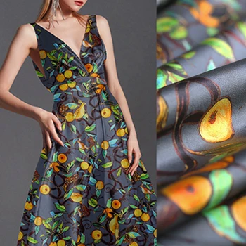130CM Wide 19MM Fruite Print Dark Color 94% Silk & 6% Spandex Stretch Silk Satin Fabric for Blouse Dress Cheongsam DE1024
130CM Wide 19MM Fruite Print Dark Color 94% Silk & 6% Spandex Stretch Silk Satin Fabric for Blouse Dress Cheongsam DE1024