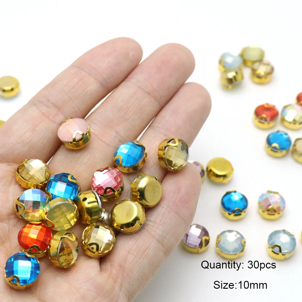 10mm Round shape Sew On Rhinestones Acrylic Crystal Sewing Stones Colorful use for Wedding Dress Decoration Clothes 30pcs/pack
10mm Round shape Sew On Rhinestones Acrylic Crystal Sewing Stones Colorful use for Wedding Dress Decoration Clothes 30pcs/pack