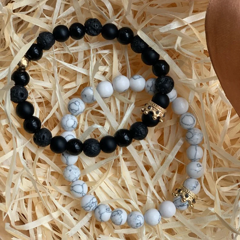 New 2Pcs/Set Couple Beads Bracelets Sets Trendy Natural Stone Beads Bracelet CZ Crown Charm Bracelets Sets For Women Men jewelry
New 2Pcs/Set Couple Beads Bracelets Sets Trendy Natural Stone Beads Bracelet CZ Crown Charm Bracelets Sets For Women Men jewelry