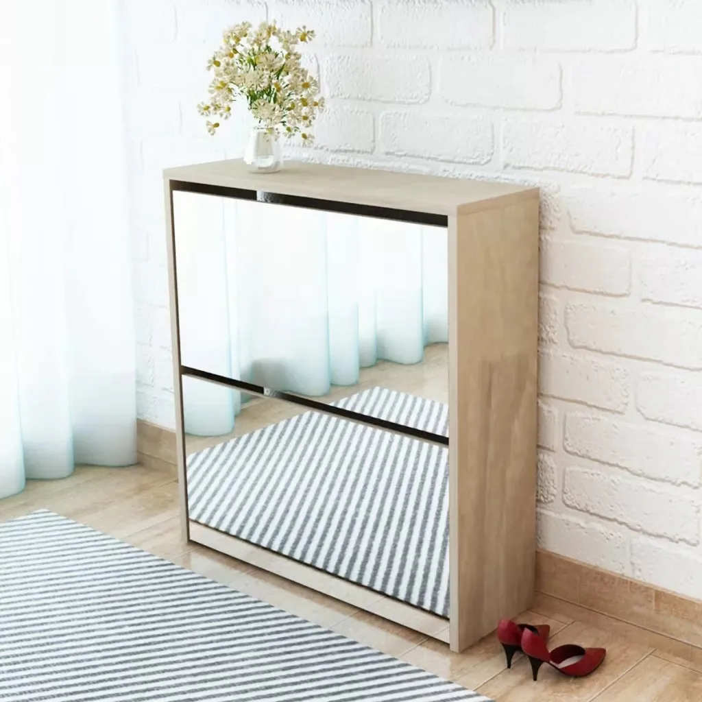 VidaXL 2-Layer Shoe Cabinet Mirror Oak Color Shoes Storage Cabinet Easy Assembly Shoe Rack Furniture Shoe Organizer
VidaXL 2-Layer Shoe Cabinet Mirror Oak Color Shoes Storage Cabinet Easy Assembly Shoe Rack Furniture Shoe Organizer