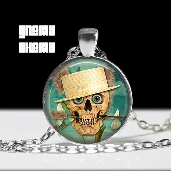 Steampunk handmade skull in Straw Hat with Cat tails Necklace 1pcs/lot bronze or silver Glass Pendant jewelry
Steampunk handmade skull in Straw Hat with Cat tails Necklace 1pcs/lot bronze or silver Glass Pendant jewelry