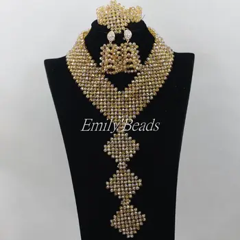 2015 New Champagne Gold Nigerian Crystal Beads Bridal Necklaces Jewelry Set Costume African Wedding Jewelry Free Shipping AIJ037
2015 New Champagne Gold Nigerian Crystal Beads Bridal Necklaces Jewelry Set Costume African Wedding Jewelry Free Shipping AIJ037