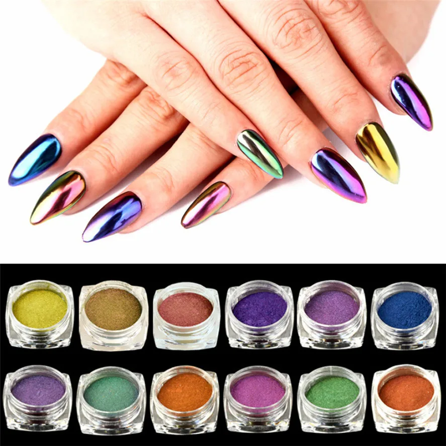 New 12 Color OutTop 1Box Fashion Sexy Chameleon Nail Mirror Powder Glitter Chrome Powder Art Decoration Nail Glitter Powder
New 12 Color OutTop 1Box Fashion Sexy Chameleon Nail Mirror Powder Glitter Chrome Powder Art Decoration Nail Glitter Powder