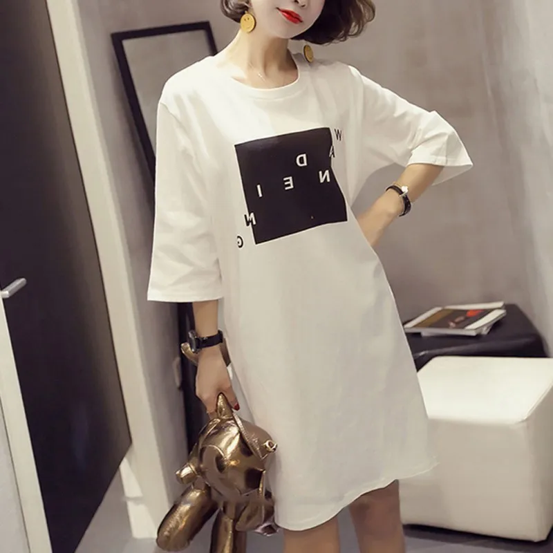 Summer Women Casual Cute Short Sleeve Letter Print Bronzing Dresses Loose Plus Size Long T Shirts Dress
Summer Women Casual Cute Short Sleeve Letter Print Bronzing Dresses Loose Plus Size Long T Shirts Dress