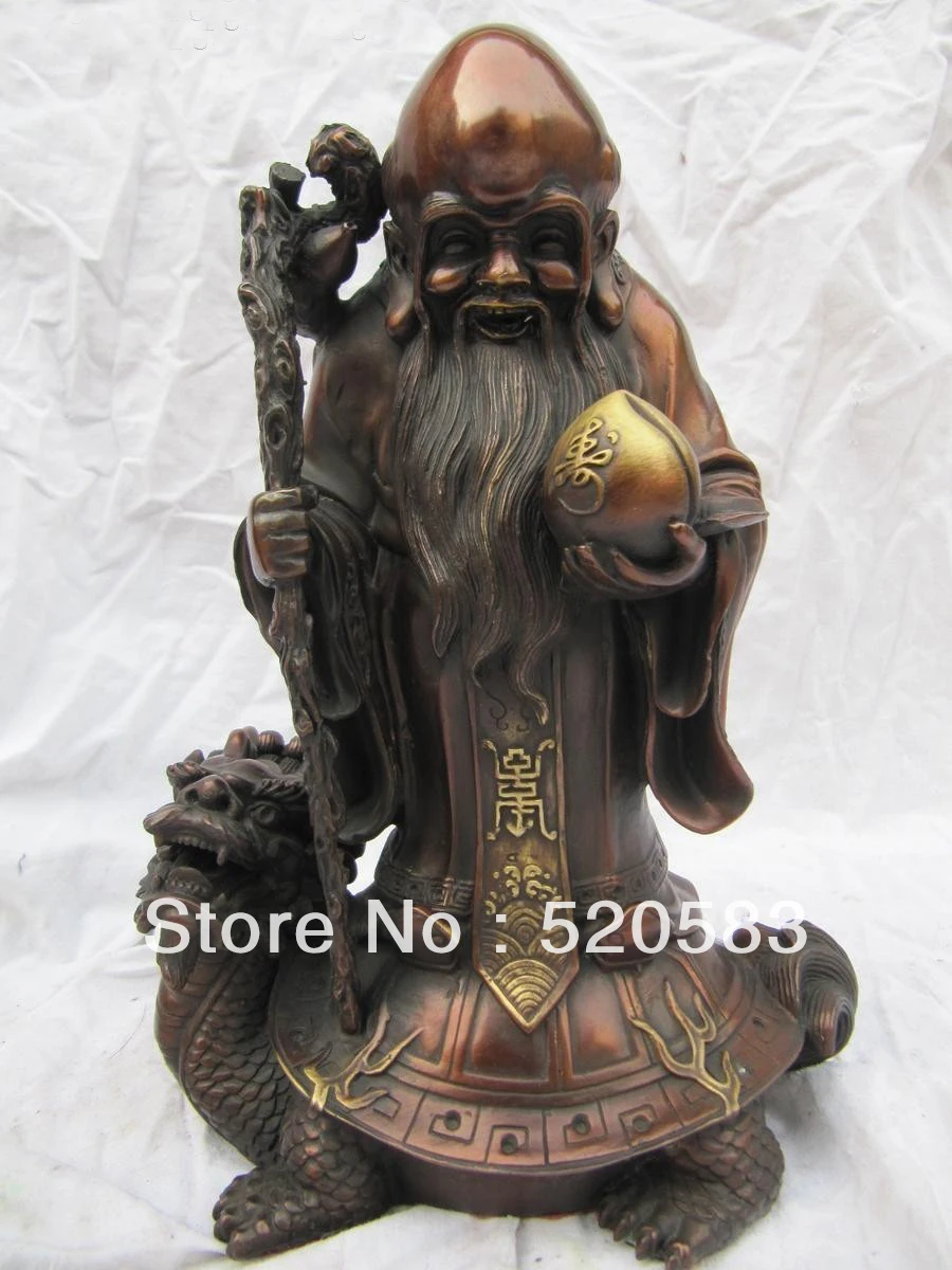 free 10'' chinese pure red bronze sculpture the god of longevity on Dragon Turtle fast
free 10'' chinese pure red bronze sculpture the god of longevity on Dragon Turtle fast