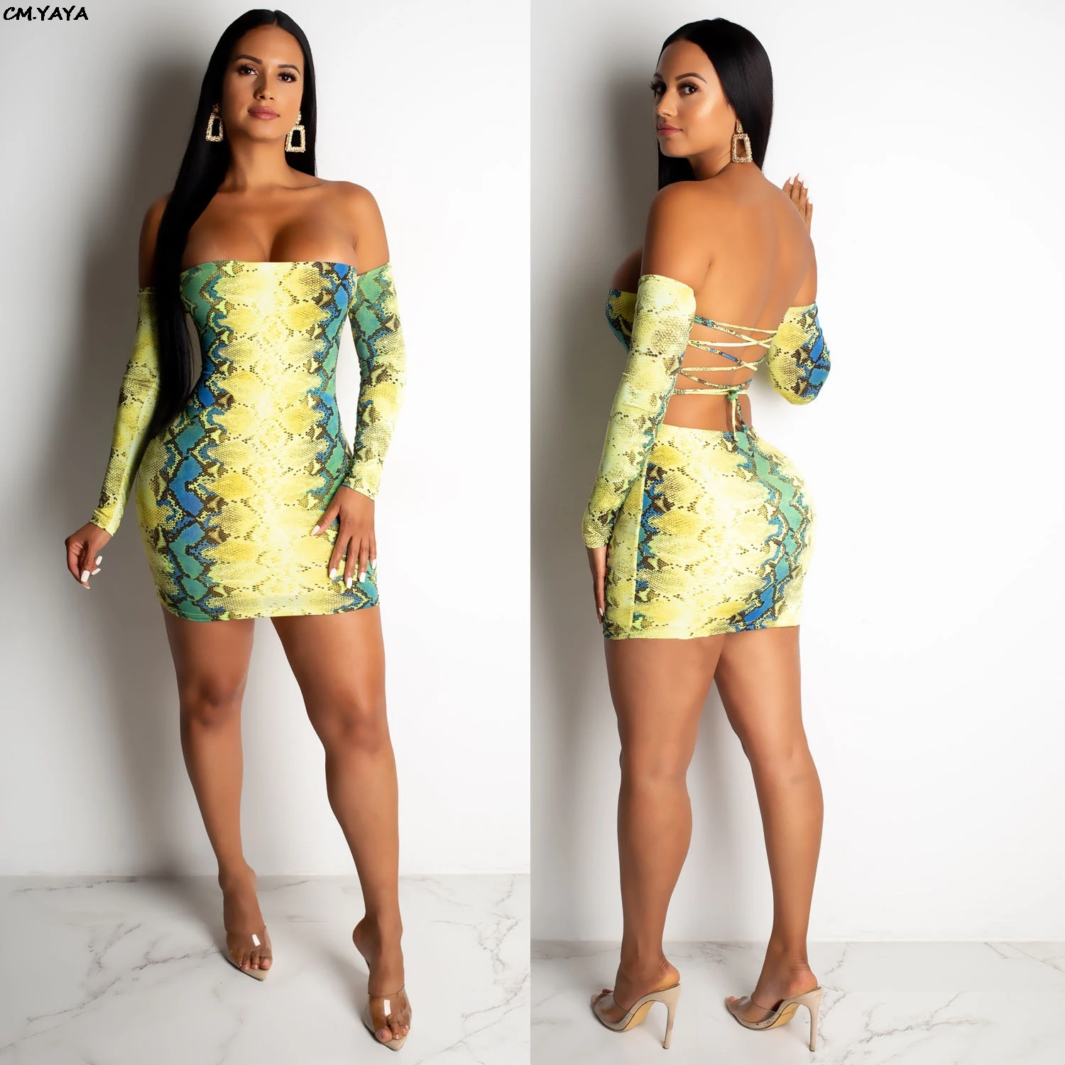 2019 women new summer snake skin print off the shoulder lace up open back bodycon midi mini dress club party dresses GLCY1165
2019 women new summer snake skin print off the shoulder lace up open back bodycon midi mini dress club party dresses GLCY1165