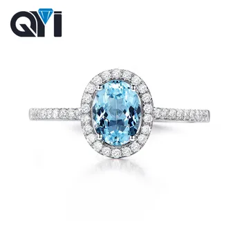 QYI Luxury Natural Blue Topaz Solid 925 Sterling Silver Ring For Women Oval Cut 1.25 ct Halo Engagement Gemstone Rings
QYI Luxury Natural Blue Topaz Solid 925 Sterling Silver Ring For Women Oval Cut 1.25 ct Halo Engagement Gemstone Rings