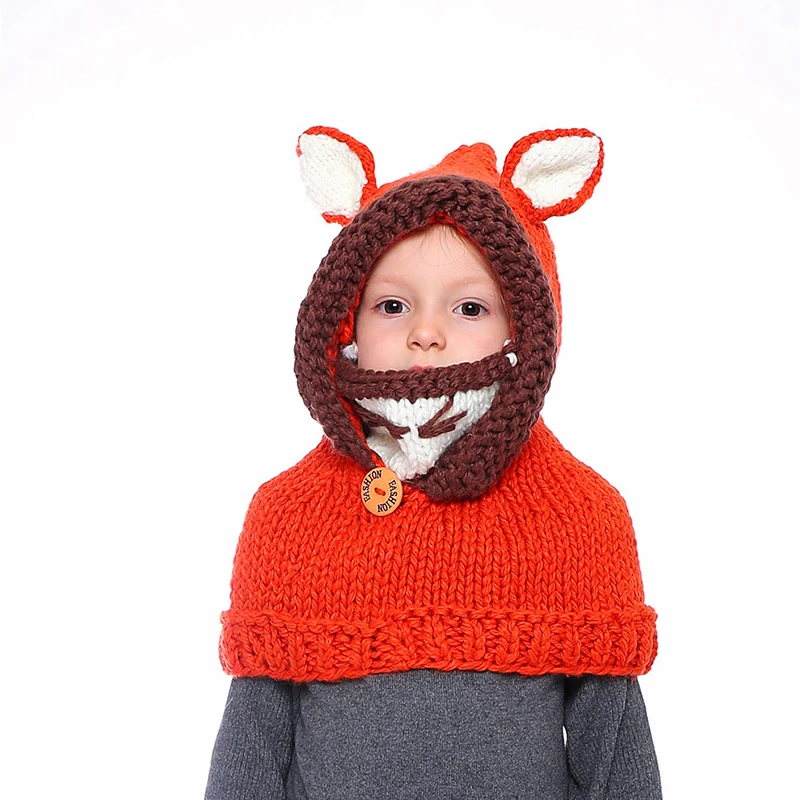 Winter Knitted Thicken Kids Hats Warm Pullover Snowboard Cute Cap Fox Wool Neckerchief Balaclava Funny Bonnet Enfant Casual Cap
Winter Knitted Thicken Kids Hats Warm Pullover Snowboard Cute Cap Fox Wool Neckerchief Balaclava Funny Bonnet Enfant Casual Cap