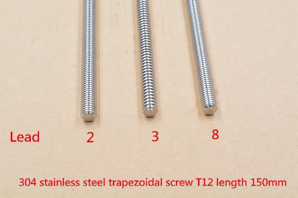 304 stainless steel T12 screw length 150mm lead 2mm 3mm 8mm trapezoidal spindle screw 1pcs 
304 stainless steel T12 screw length 150mm lead 2mm 3mm 8mm trapezoidal spindle screw 1pcs