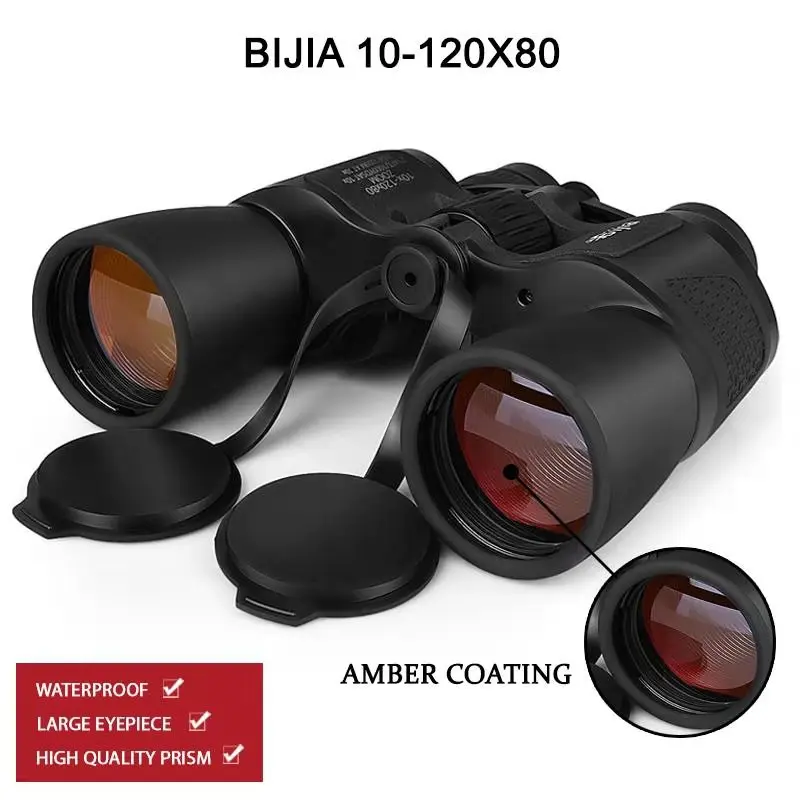 

BIJIA 10-120X80 high magnification long range zoom hunting telescope wide angle professional binoculars high definition