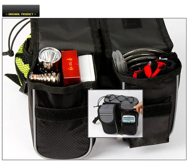 Mountain Bike Bicycle Frame Tube Bag Bicycle Accessories 4 in 1 Cycling Pouch Bags Sport Cycling Panniers Bags Phone Container (10)