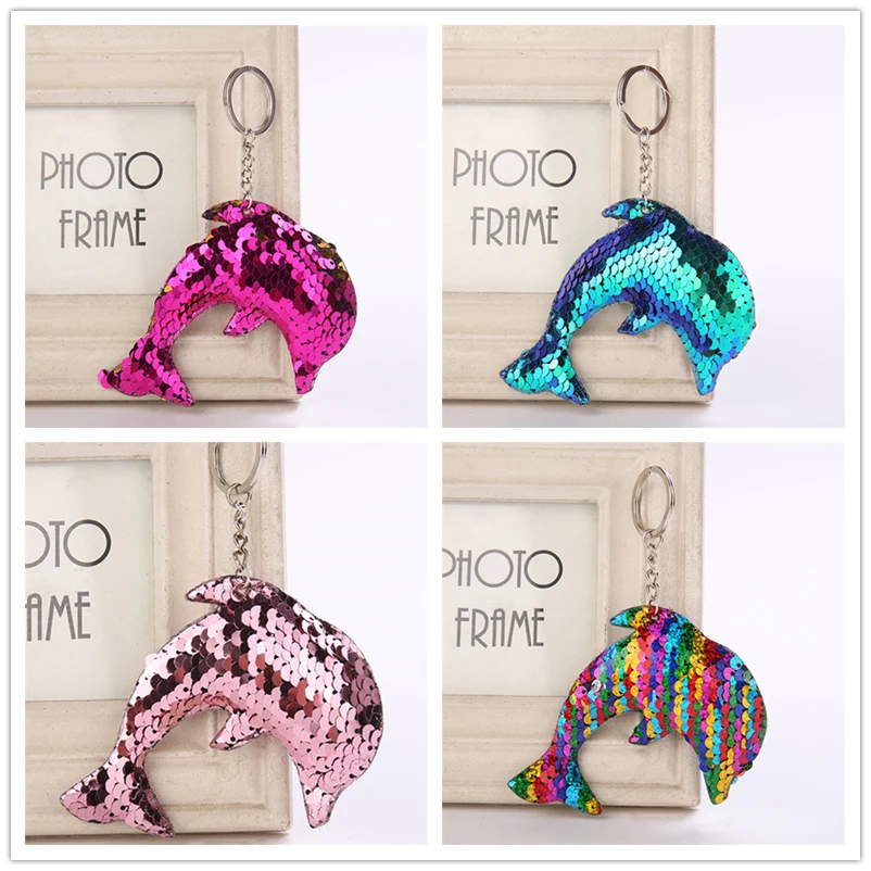 Fashionable Keychain Dolphin Shape Reflective Glossy Key Chain for Women Glitter Pompom Sequins Key Ring Gift Jewelry llaveros
Fashionable Keychain Dolphin Shape Reflective Glossy Key Chain for Women Glitter Pompom Sequins Key Ring Gift Jewelry llaveros
