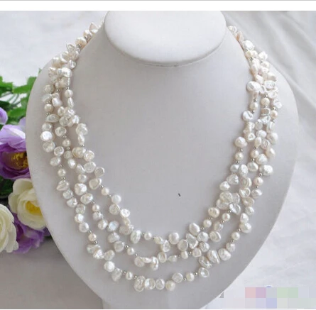 P4450 3row 21" 9mm WHITE BAROQUE lamina KESHI REBORN PEARL NECKLACE ^^^@^Noble style Natural Fine jewe FREE SHIPPING
P4450 3row 21" 9mm WHITE BAROQUE lamina KESHI REBORN PEARL NECKLACE ^^^@^Noble style Natural Fine jewe FREE SHIPPING