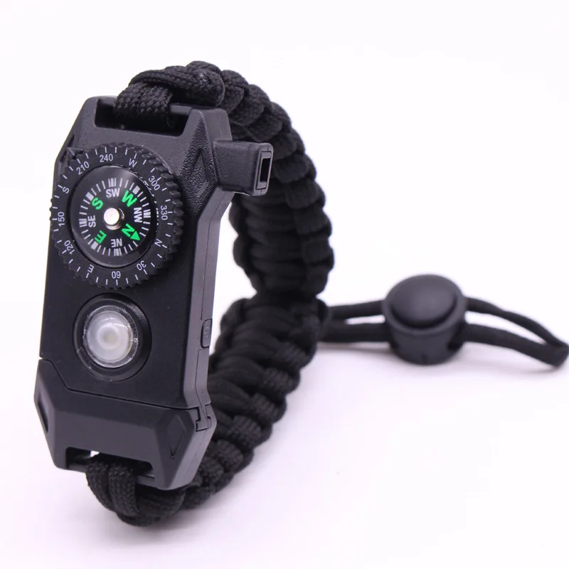 Outdoor Survival Wristband Survie SOS LED NightLight Braided Paracord Camping Multifunctional Compass Whistle Bracelet Tool Kit | Спорт и