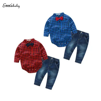 0-18M Newborn Baby Boys Casual Long Sleeve Plaid Covered Button Romper Jeans Pants 2PCS Outfit Autumn Party Sunsuit Baby Sets
0-18M Newborn Baby Boys Casual Long Sleeve Plaid Covered Button Romper Jeans Pants 2PCS Outfit Autumn Party Sunsuit Baby Sets