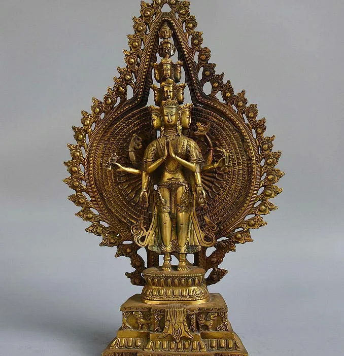 16" Chinese Buddhism Bronze Gilt 1000 Arms Avalokiteshvara GuanYin Buddha Statue
16" Chinese Buddhism Bronze Gilt 1000 Arms Avalokiteshvara GuanYin Buddha Statue